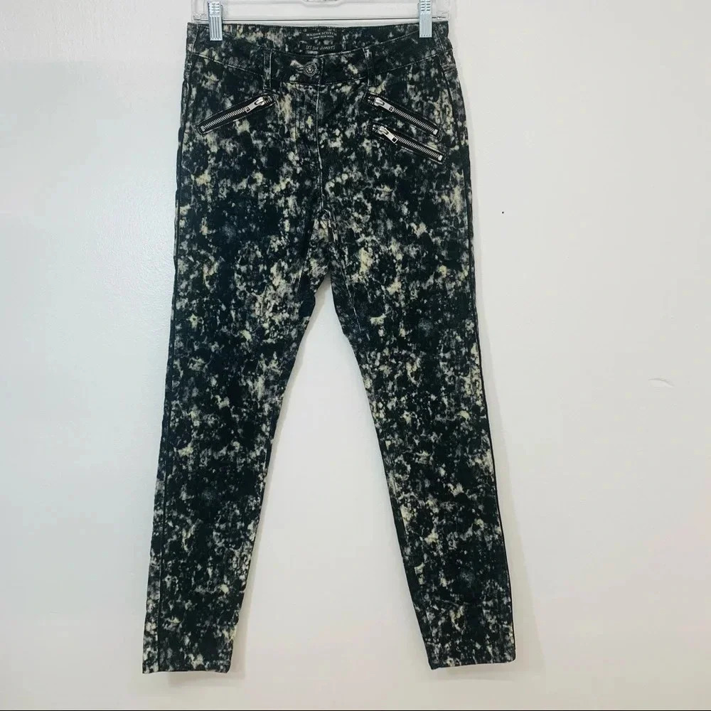 Maison Scotch Corduroy Pants Woman 29 Black Tie Dye Casual Moto Grunge Work